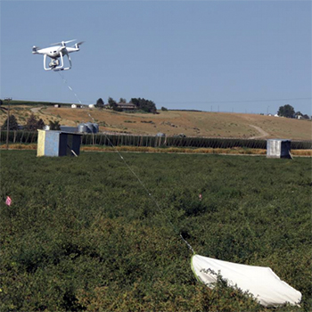 Drone carrying a net